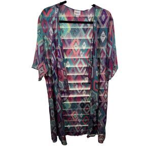 Copied - LulaRoe - Shirley - M - Geometric Multicolor Sheer Coverup